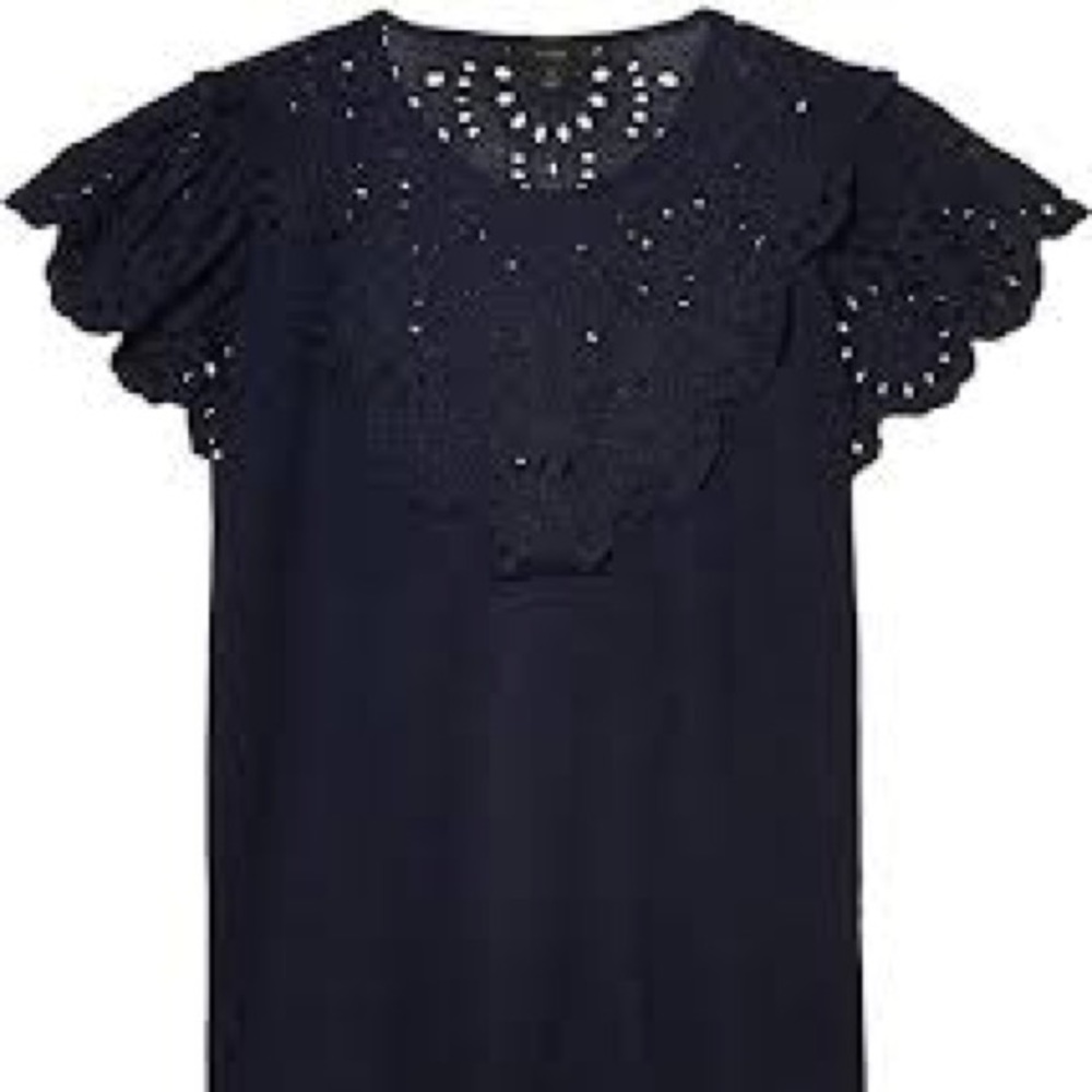 J.CREW LACE SCALLOPED YOKE T-SHIRT